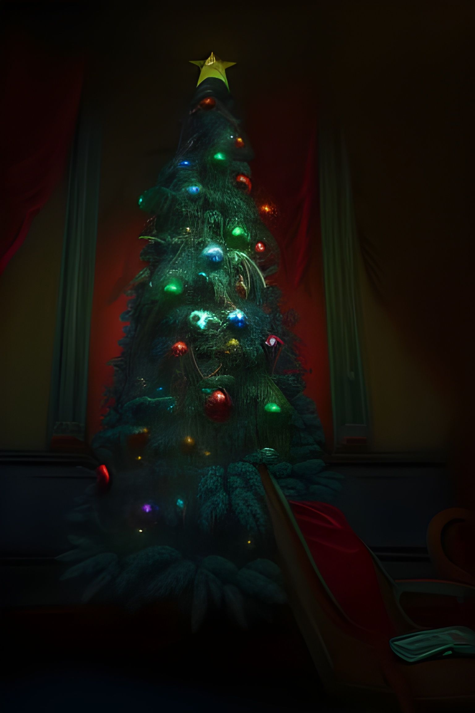 Horror Christmas Tree in Detailed Matte Painting