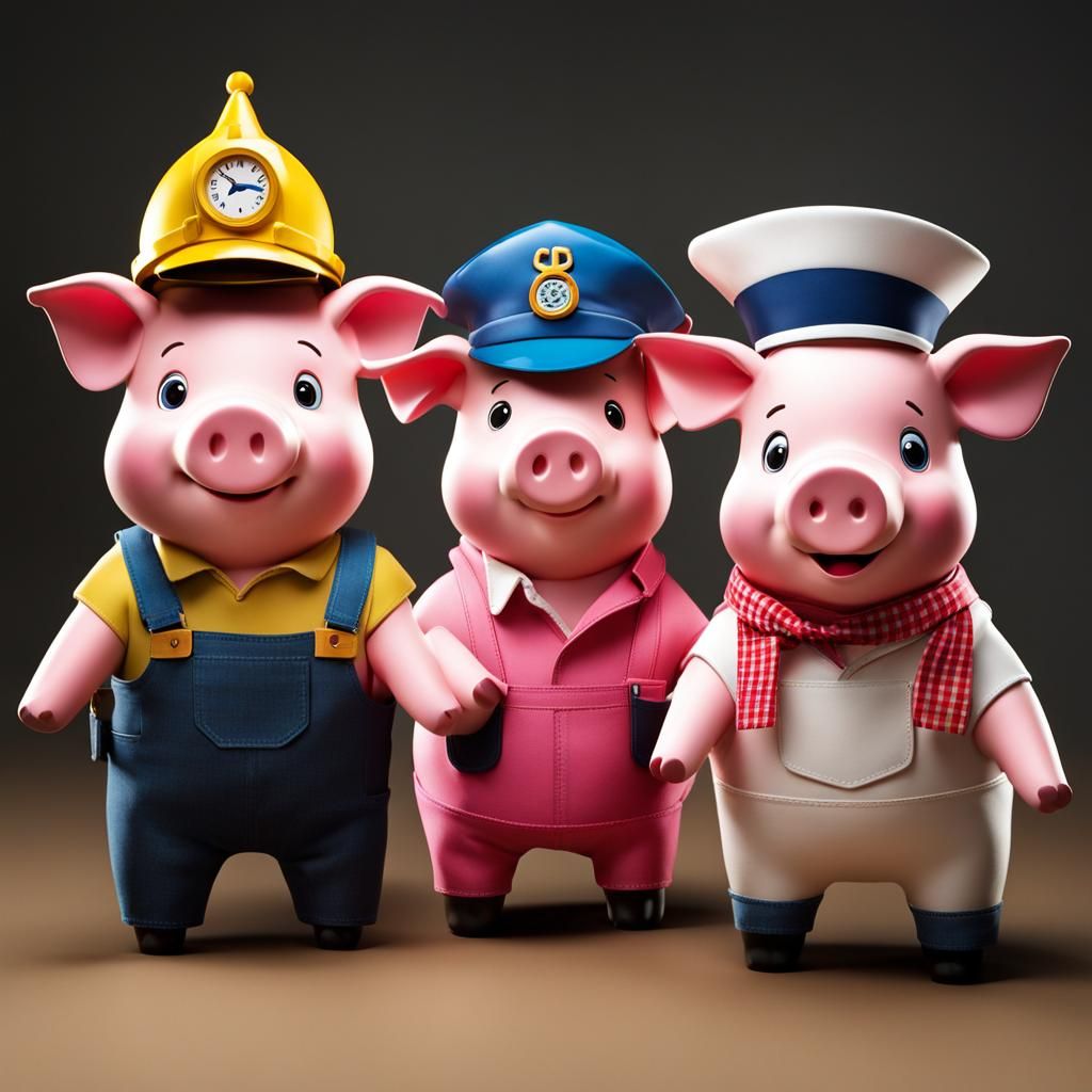 Three Pigs in Hats: Construction, Sailor, Party