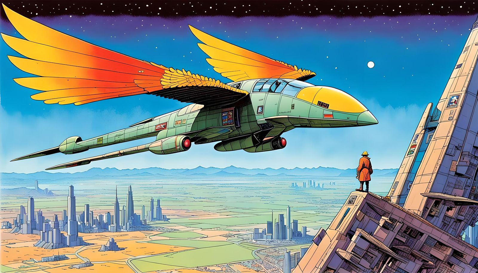 Moebius Style Science Fiction Illustration