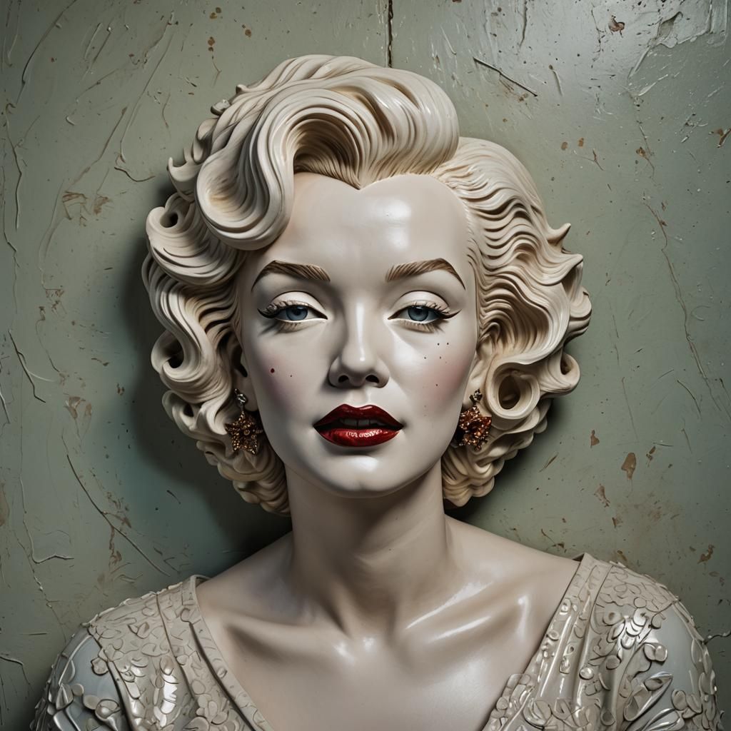 Marilyn Monroe Sculpture with Mishima Glaze