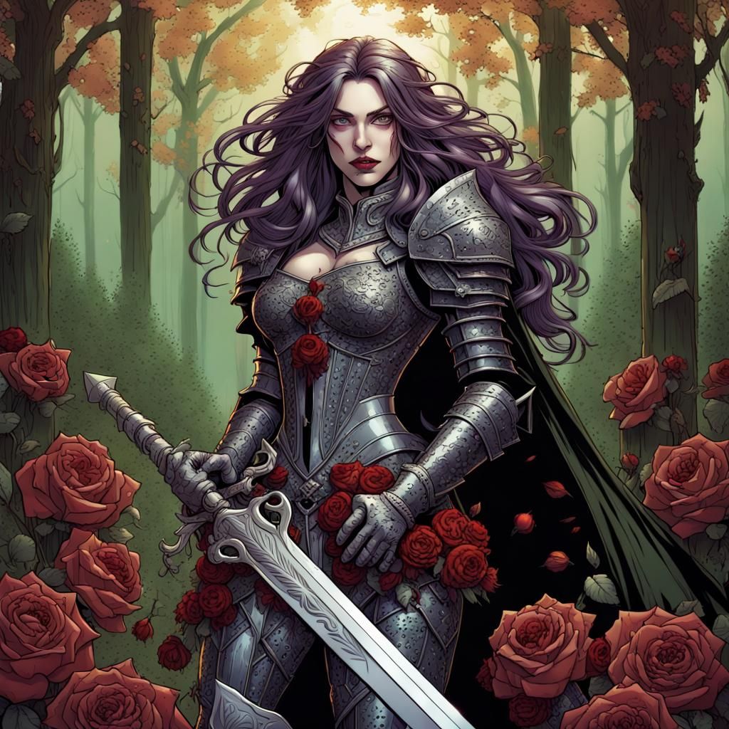 Gothic Knight Princess in Autumnal Forest