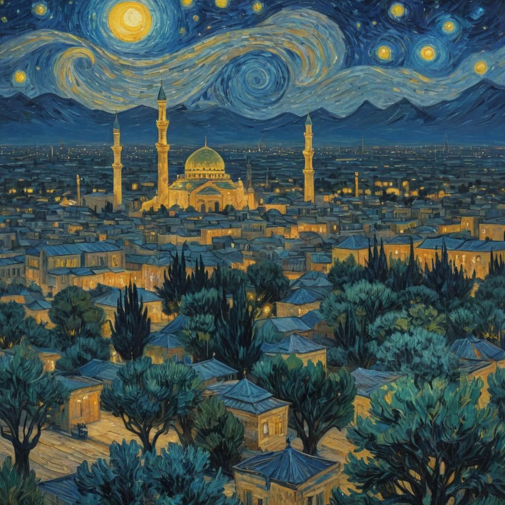 Baghdad Painting in Van Gogh Impressionistic Style
