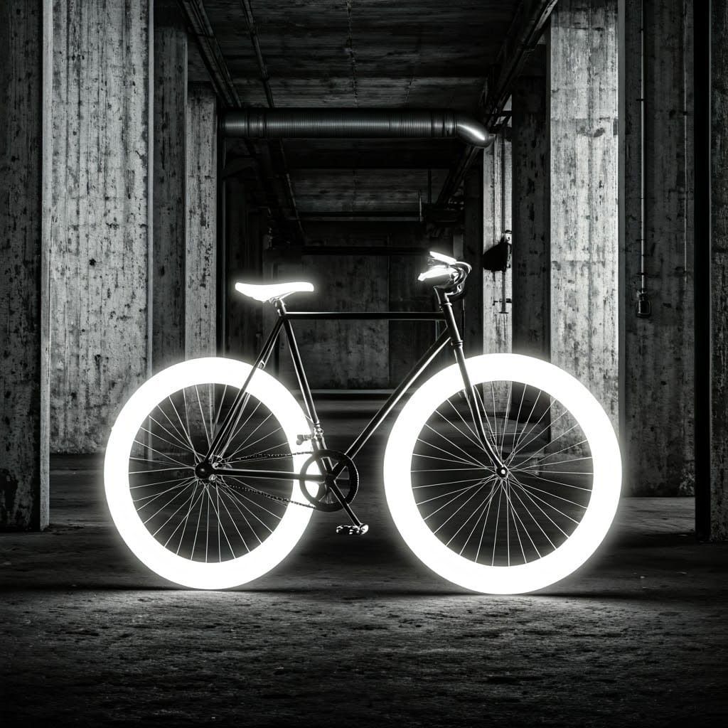 Industrial Scene with Bicycle in Neon Hues