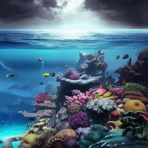 Epic Deep Ocean Landscape Digital Painting