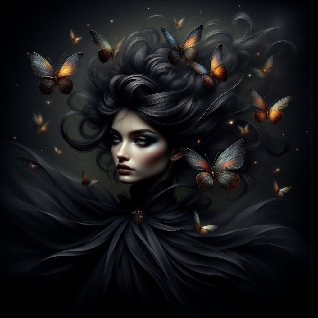 Midnight Beauty: Iridescent Butterflies in a Black Forest