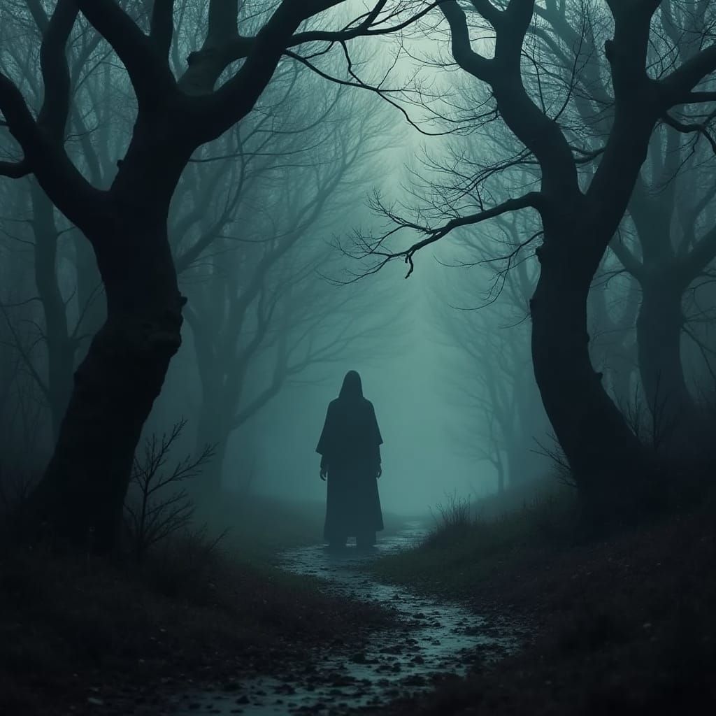 Ominous Figure at the Edge of Ancient Woods