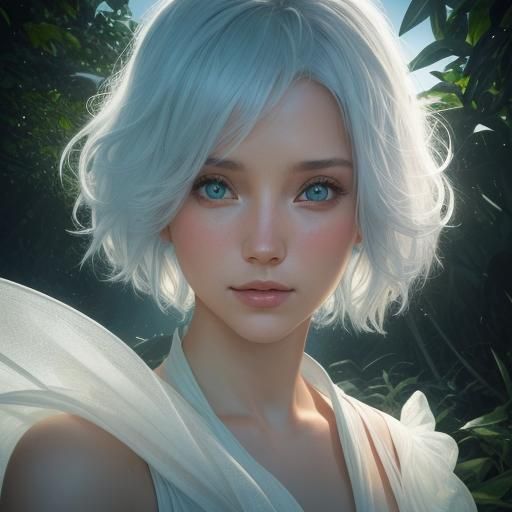 Moonlit Woman on Beach, Fantasy Art Portrait