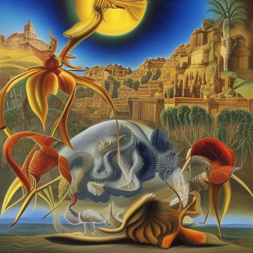 Ernst Haeckel and Edward Hyde in Surrealist Style