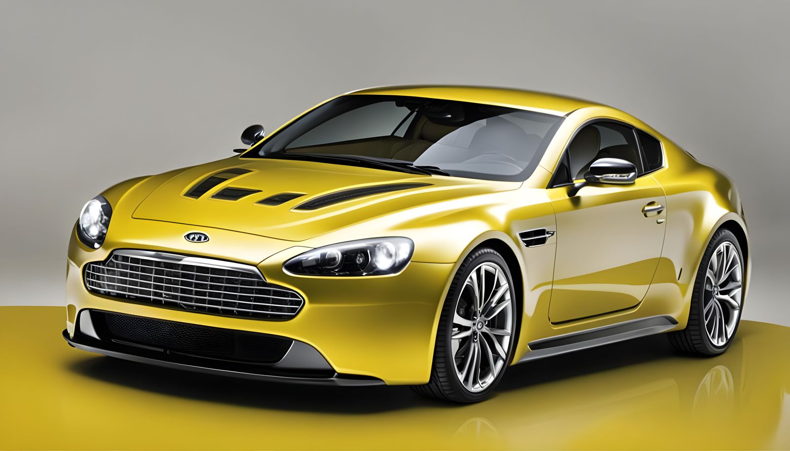 Yellow 2011 Kia Luxury Sports Car on White Background