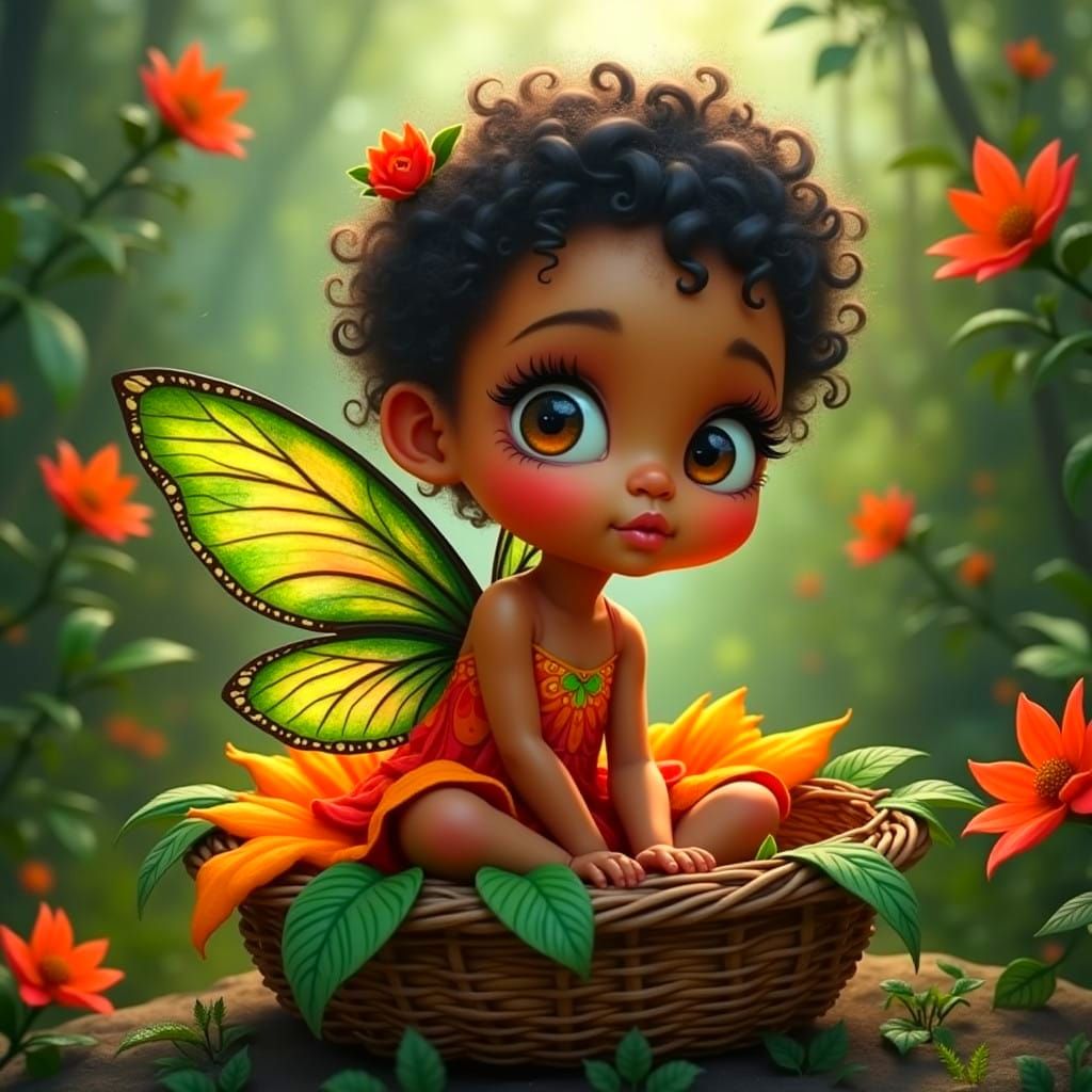 Tropical Fairy Child in Congolese Rainforest