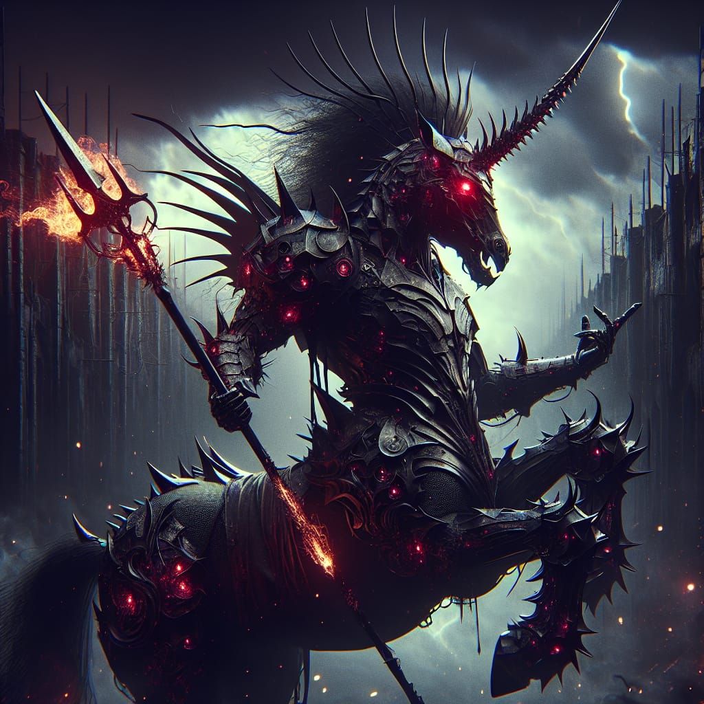 Grim Centaur Warrior in Dark Fantasy Art Nouveau Style