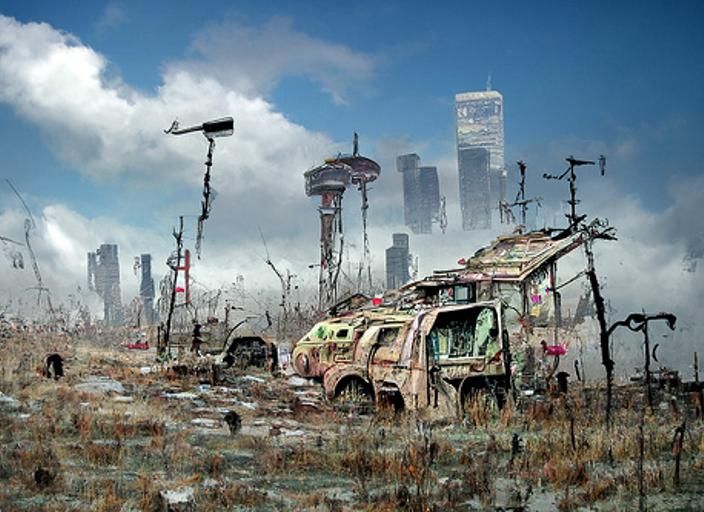 Wasteland Cityscape: Post-Apocalyptic Vision