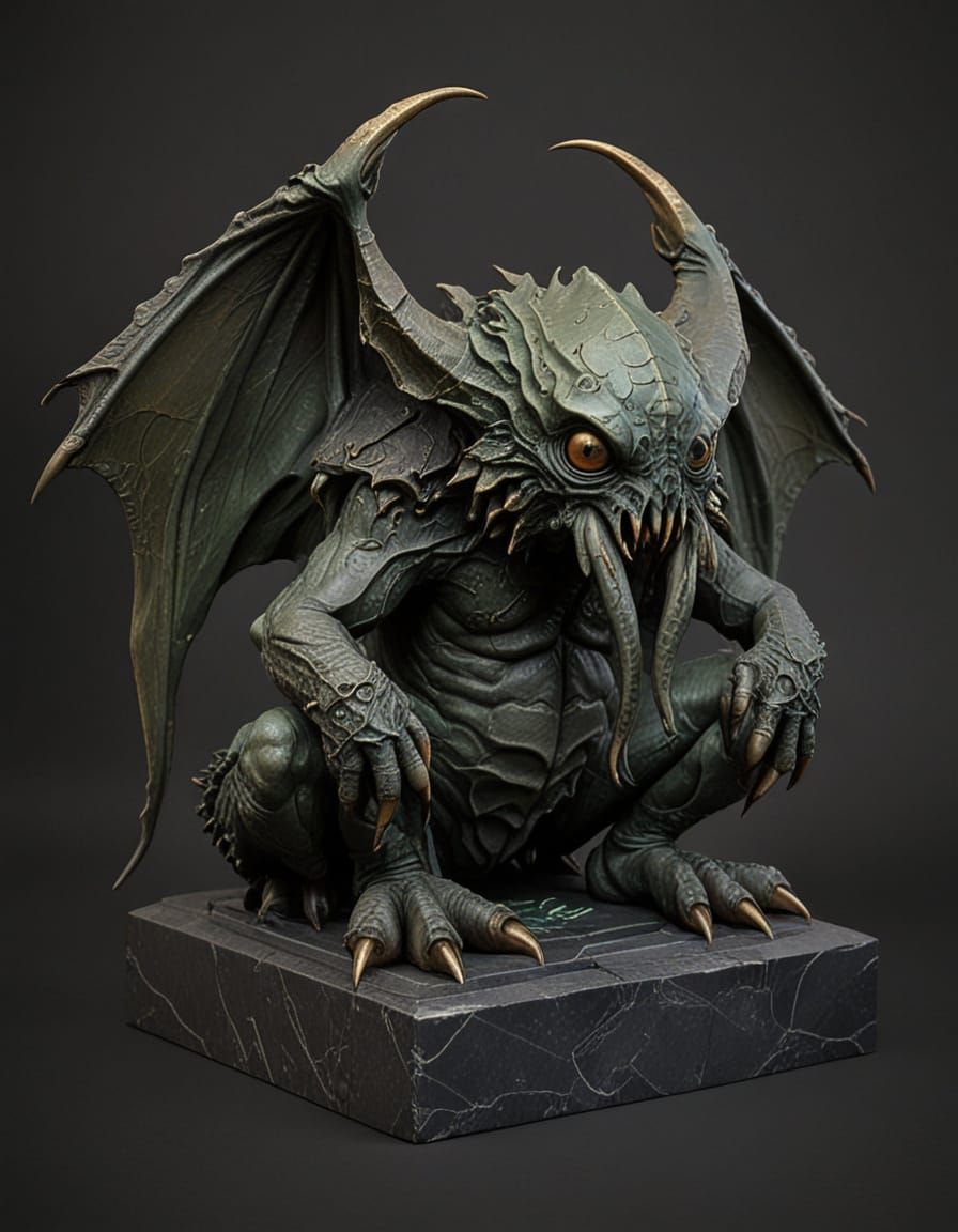 Ancient Cthulhu Statue with Tentacled Face