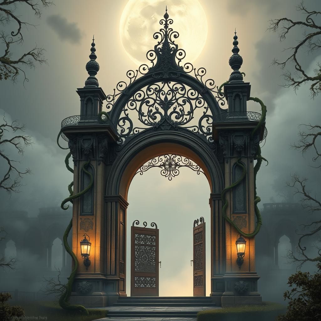 Art Nouveau Romanesque Archway in Ethereal Light