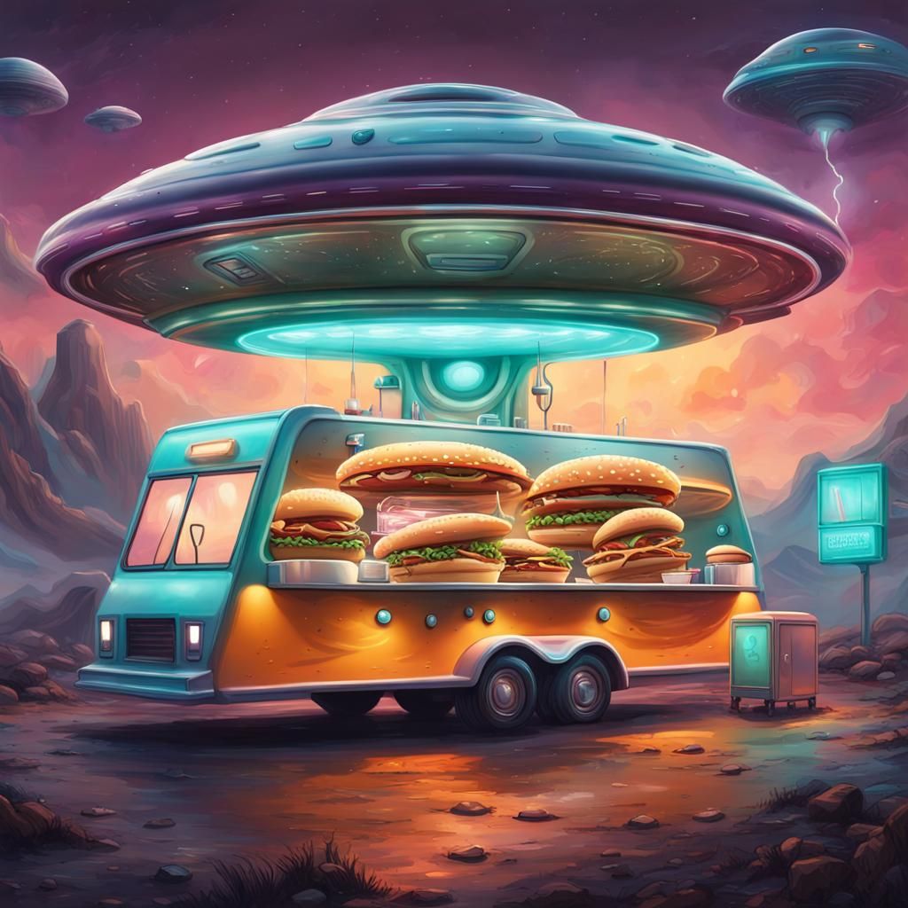 Hyperrealistic Alien Food Truck Concept Art