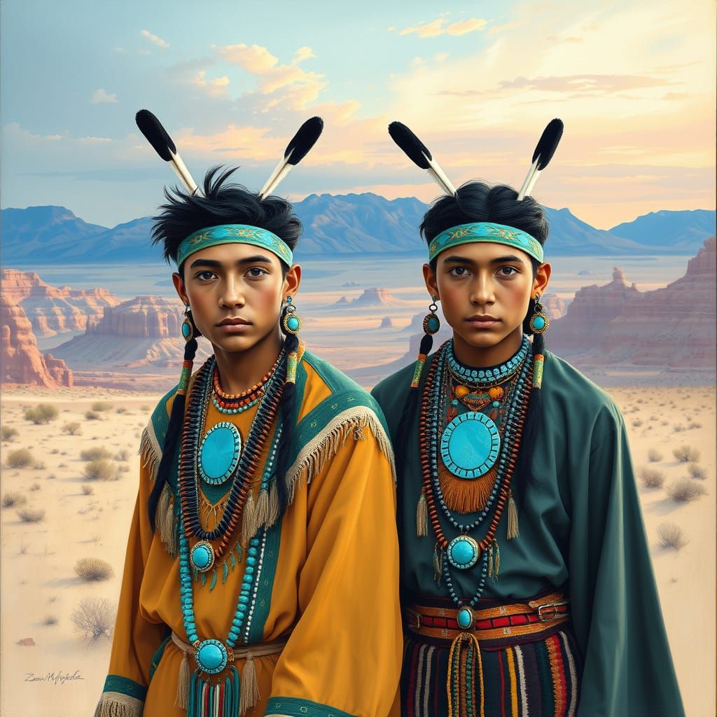 Navajo Two-Spirit Men in Traditional Dress