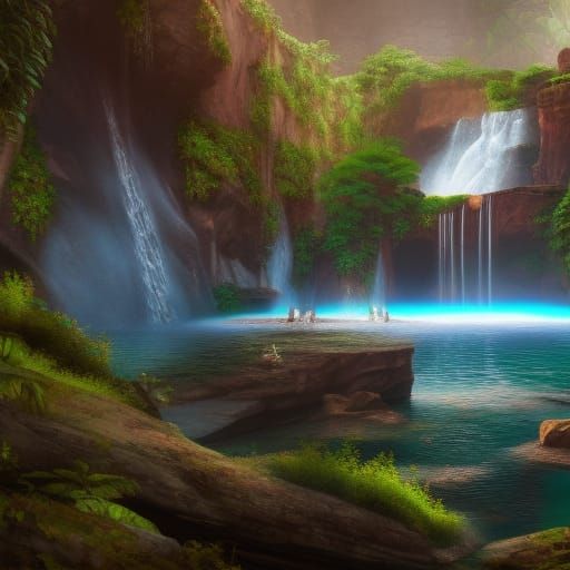 Fantastical Waterfall Pools in Deep Color