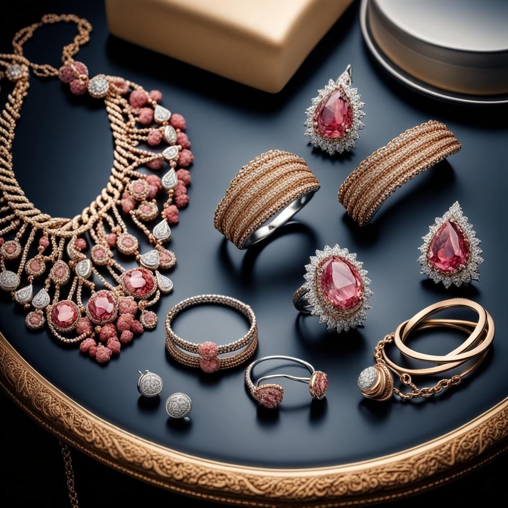 Hyperrealistic Jewelry Still Life with Cake