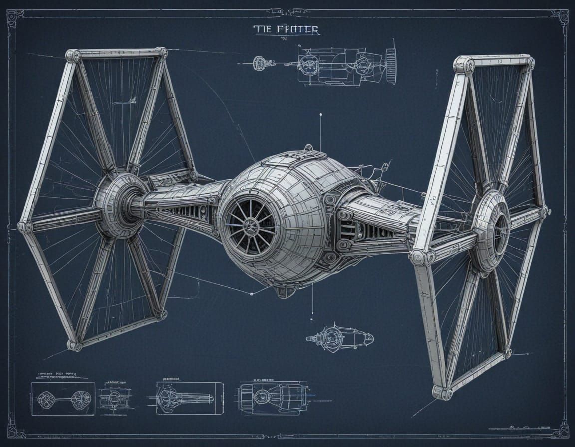 Steampunk TIE Fighter Blueprint from Star Wars
