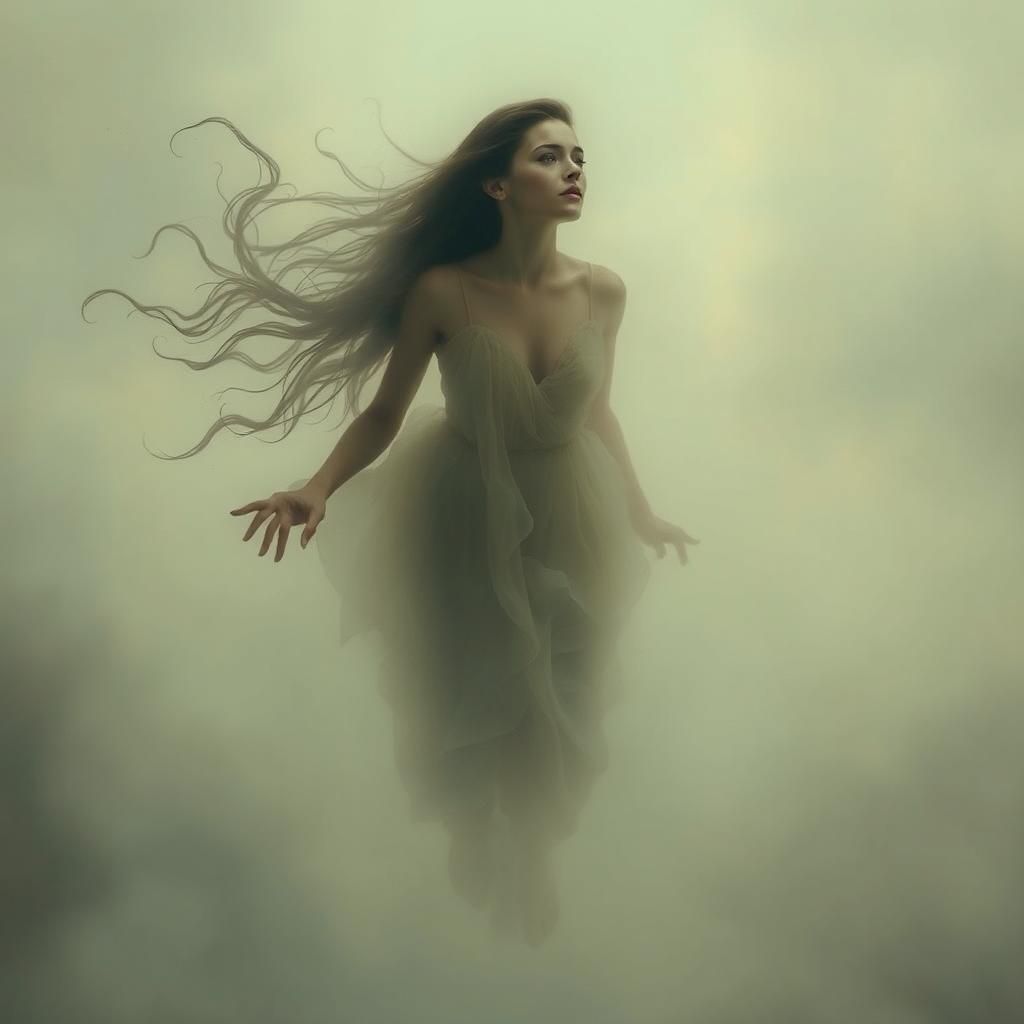 Ethereal Woman in Dreamscape, Surrealist Style