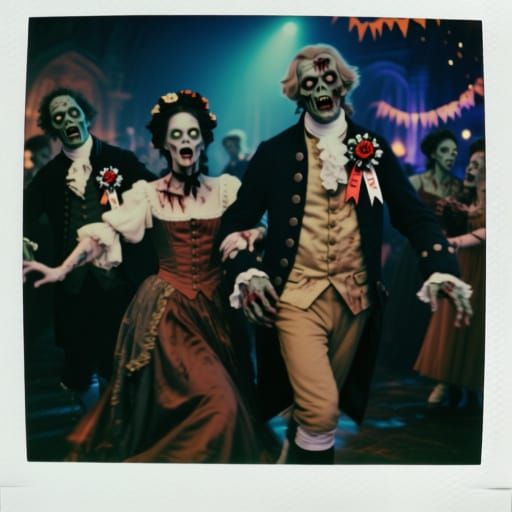 Vintage Zombie Prom Night Photo in 1776 Costumes
