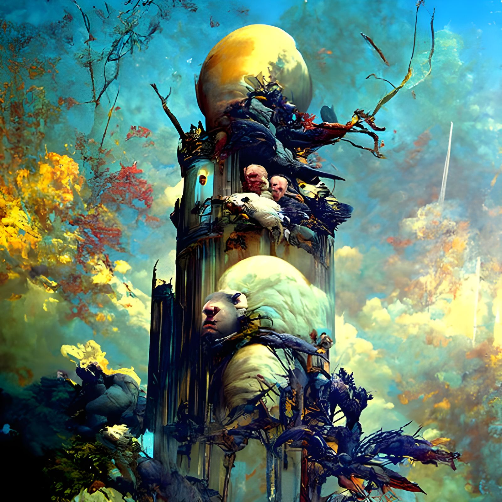 Tower of Babel in Dark Fantasy Style