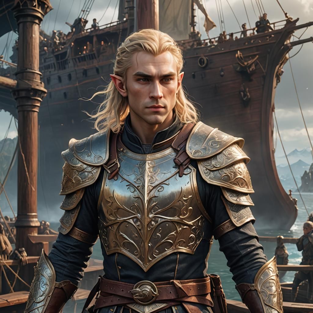 Half-Elven Mariner in Detailed Fantasy Art