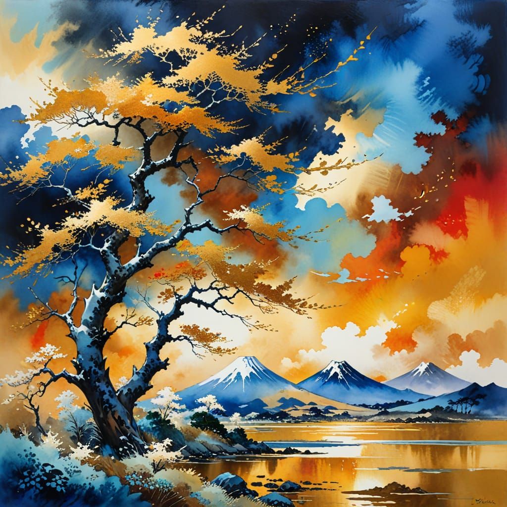 Land scape, Hokusai and Yoji Shinkawa