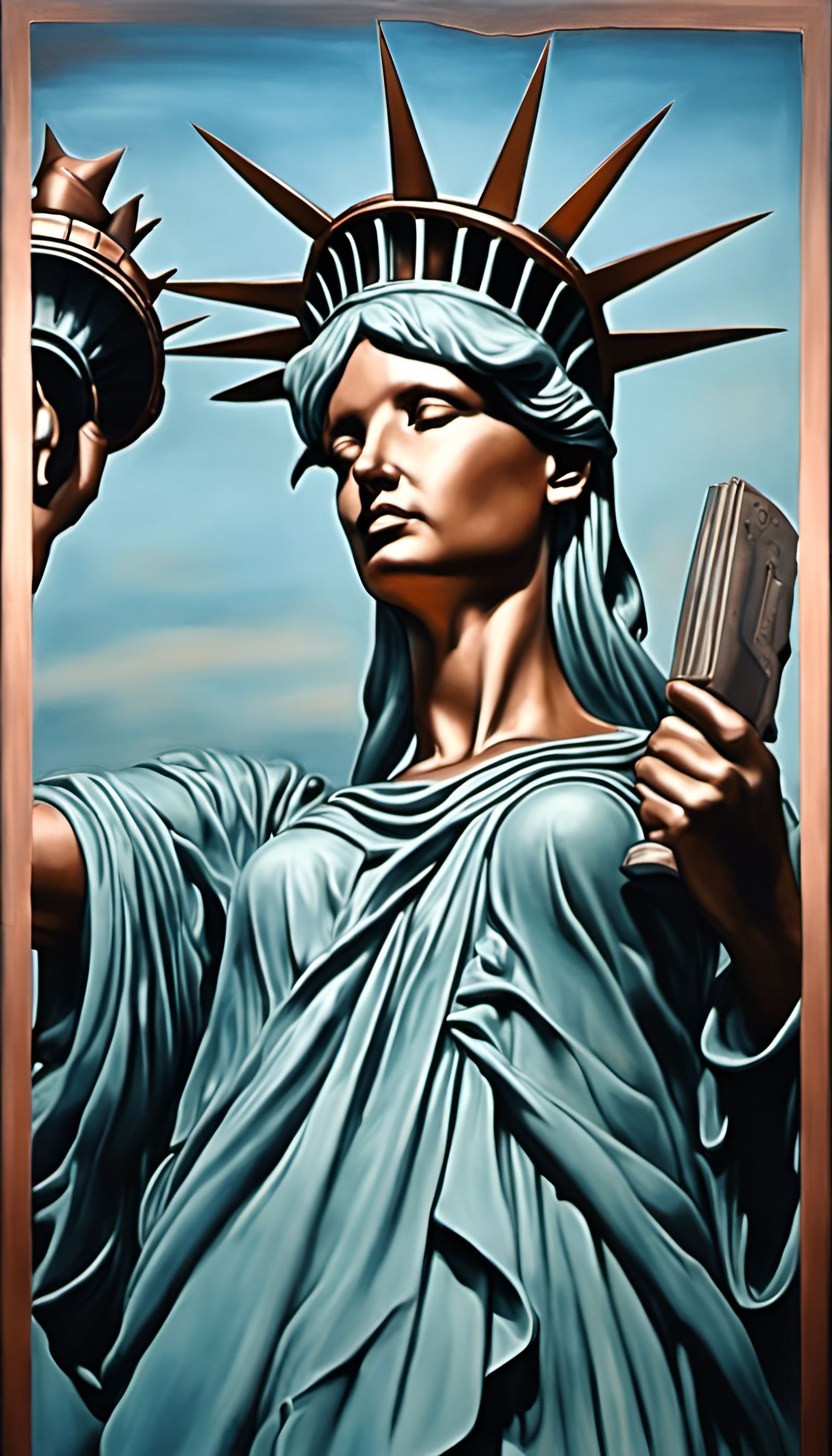 Lady Liberty in Copper and Oxidation