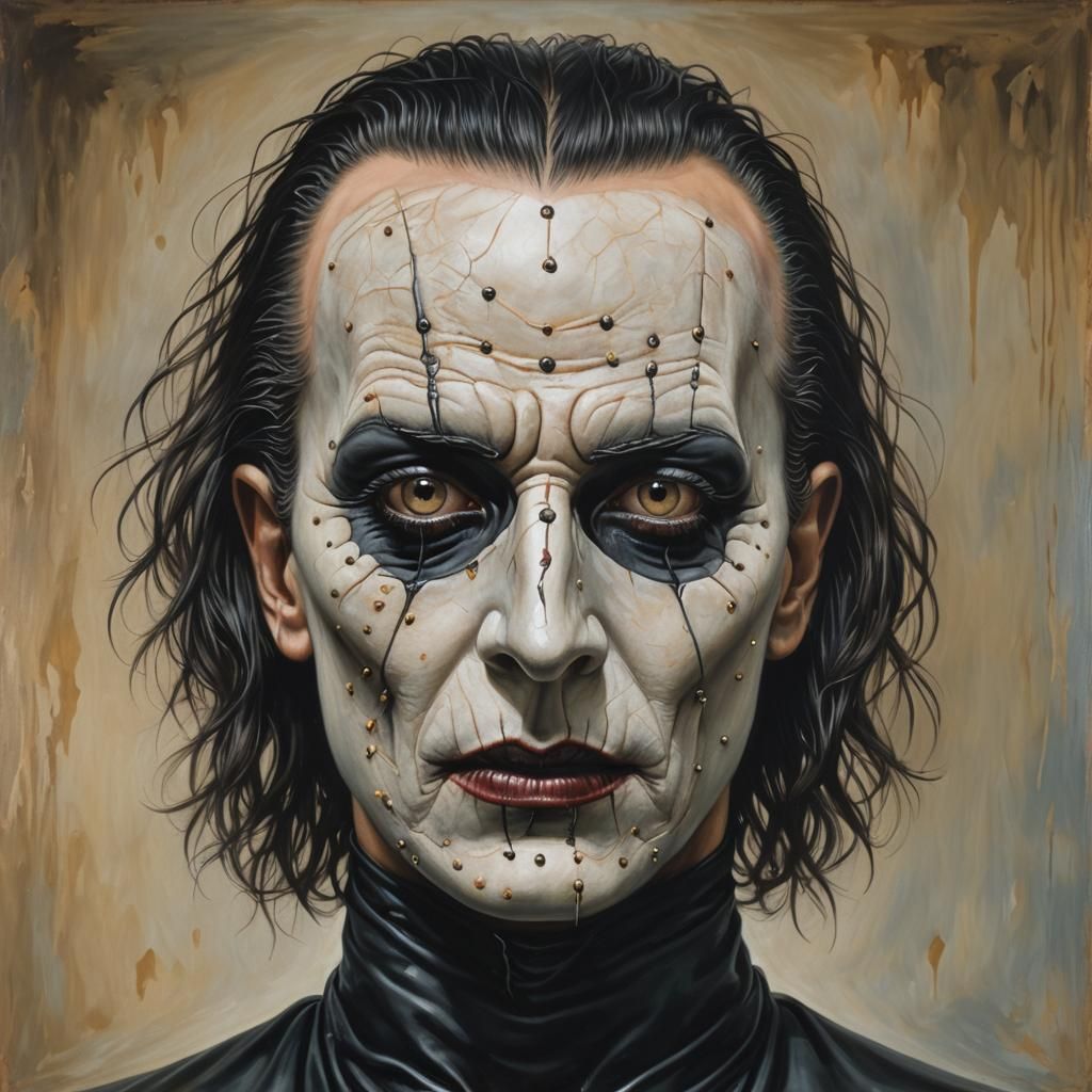 A hyperrealistic Pinhead from the "Hellraiser" movies as Eri...