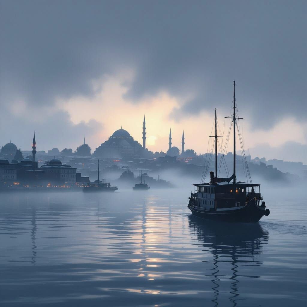 Bosphorus in Fog: Manga Illustration in Cinematic Style