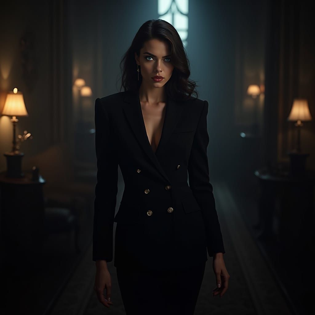 Hypnotic Headmistress in Dark Cinematic Style