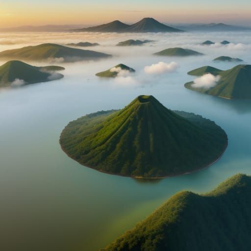 Taal Volcano: Aerial View at Golden Sunset