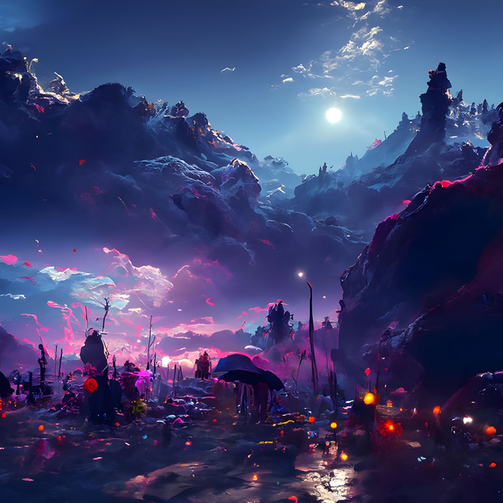 Hyperrealistic Night Sky Landscape in Digital Art Style