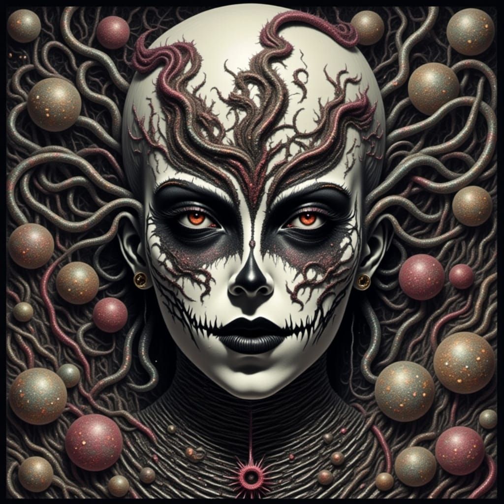 Zebra Punk Angel with Glitter Gore Details