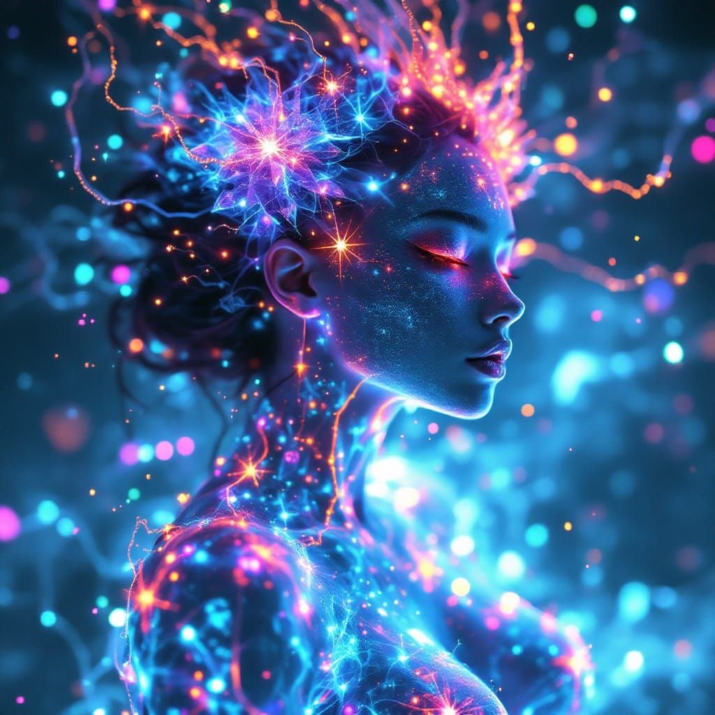 Enchanted Goddess Radiant with Hyper-Realistic Electrography