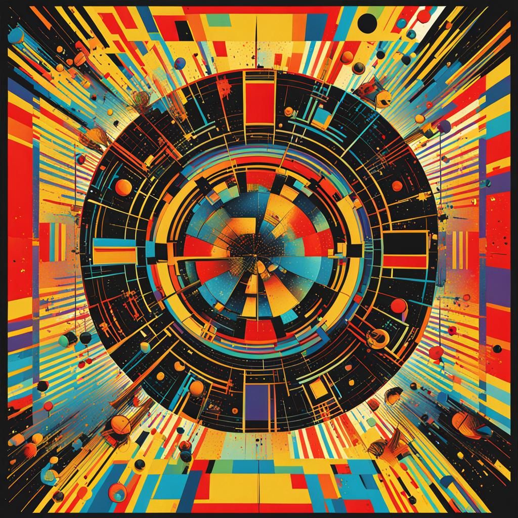 Pop Art Screen Print in Geometric Bauhaus Style