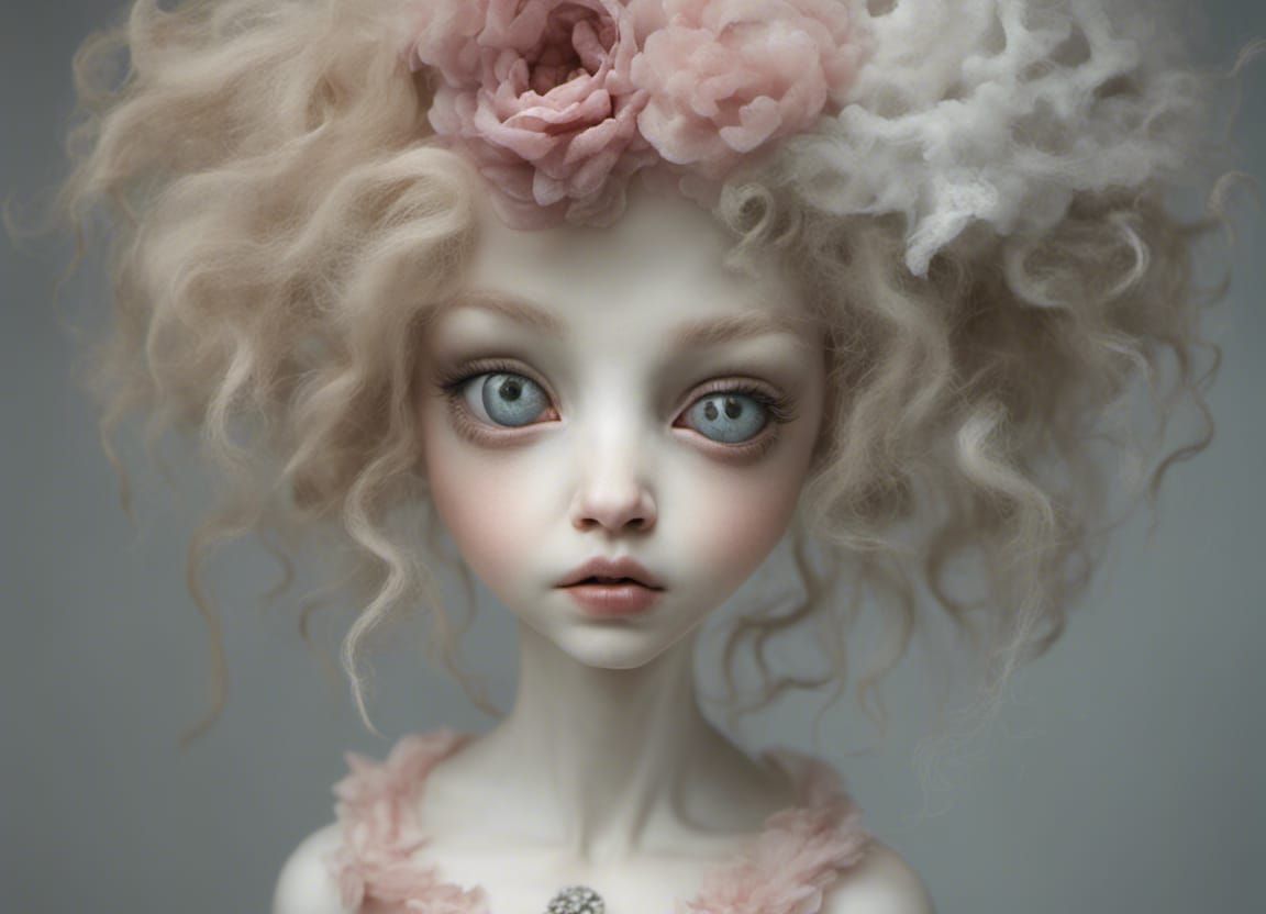 Adorable Creature in Cave, Glass Sculpture Style