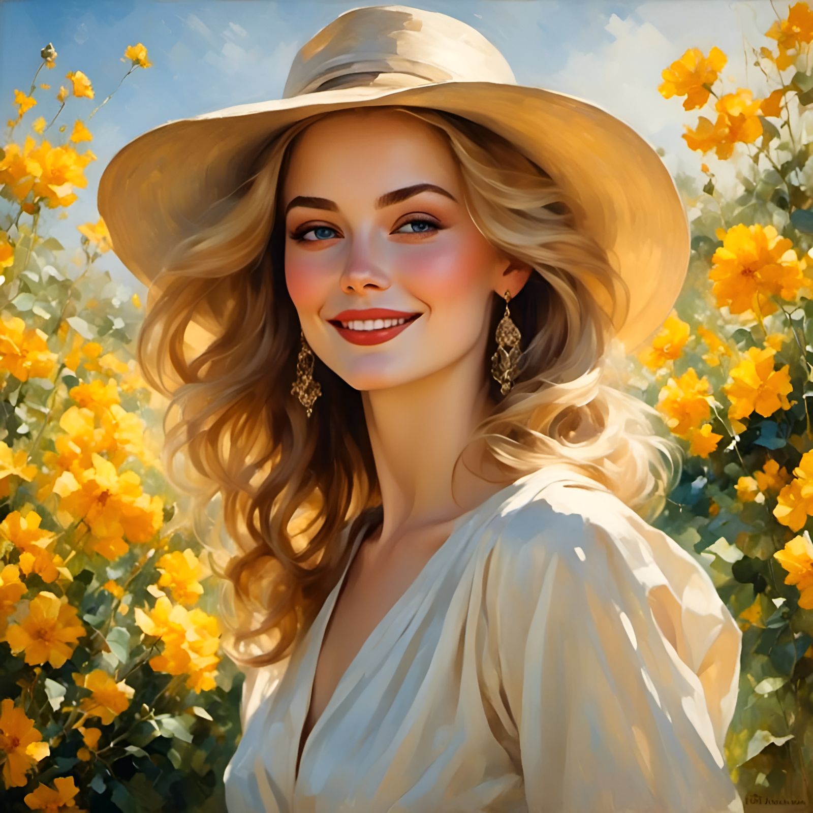 Radiant Woman Portrait in Floral Setting