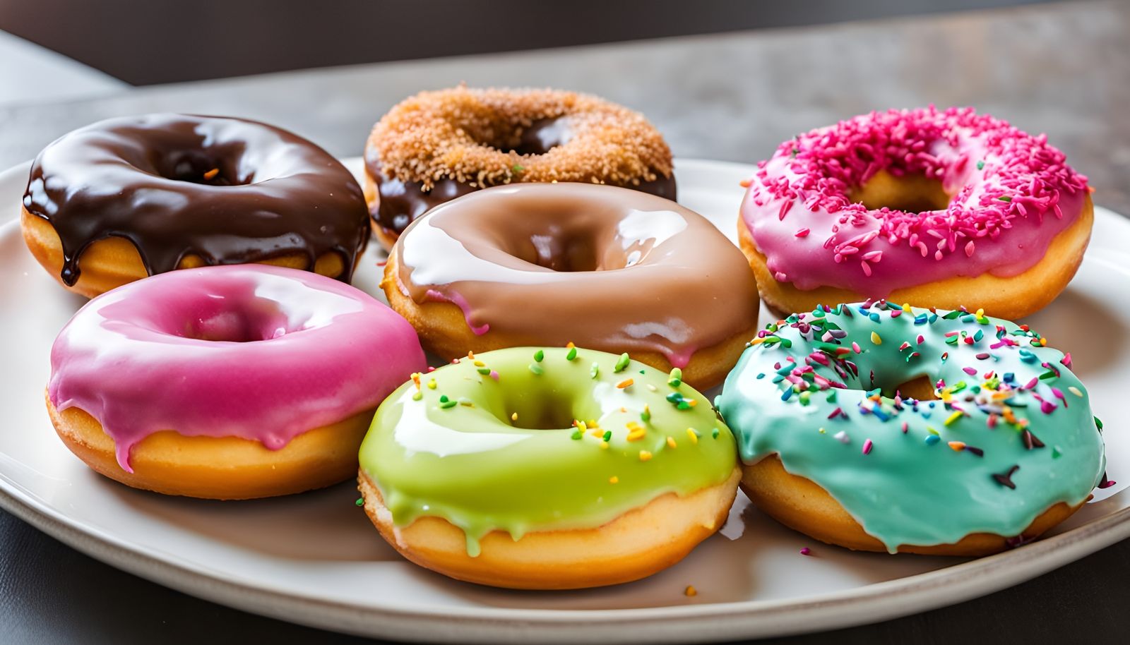 Assorted Donuts on a Plate: Colorful Flavors
