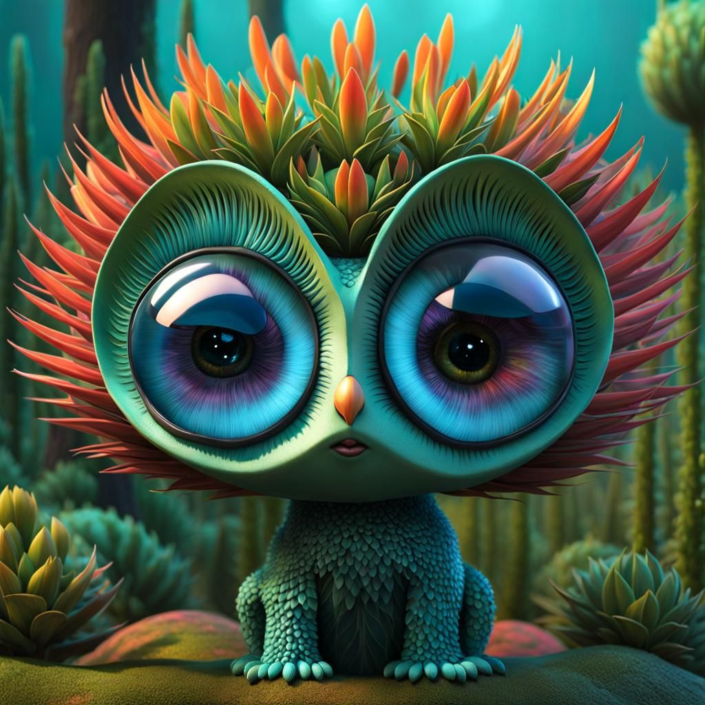 Magical Talking Plant in Maximalist 3D Art