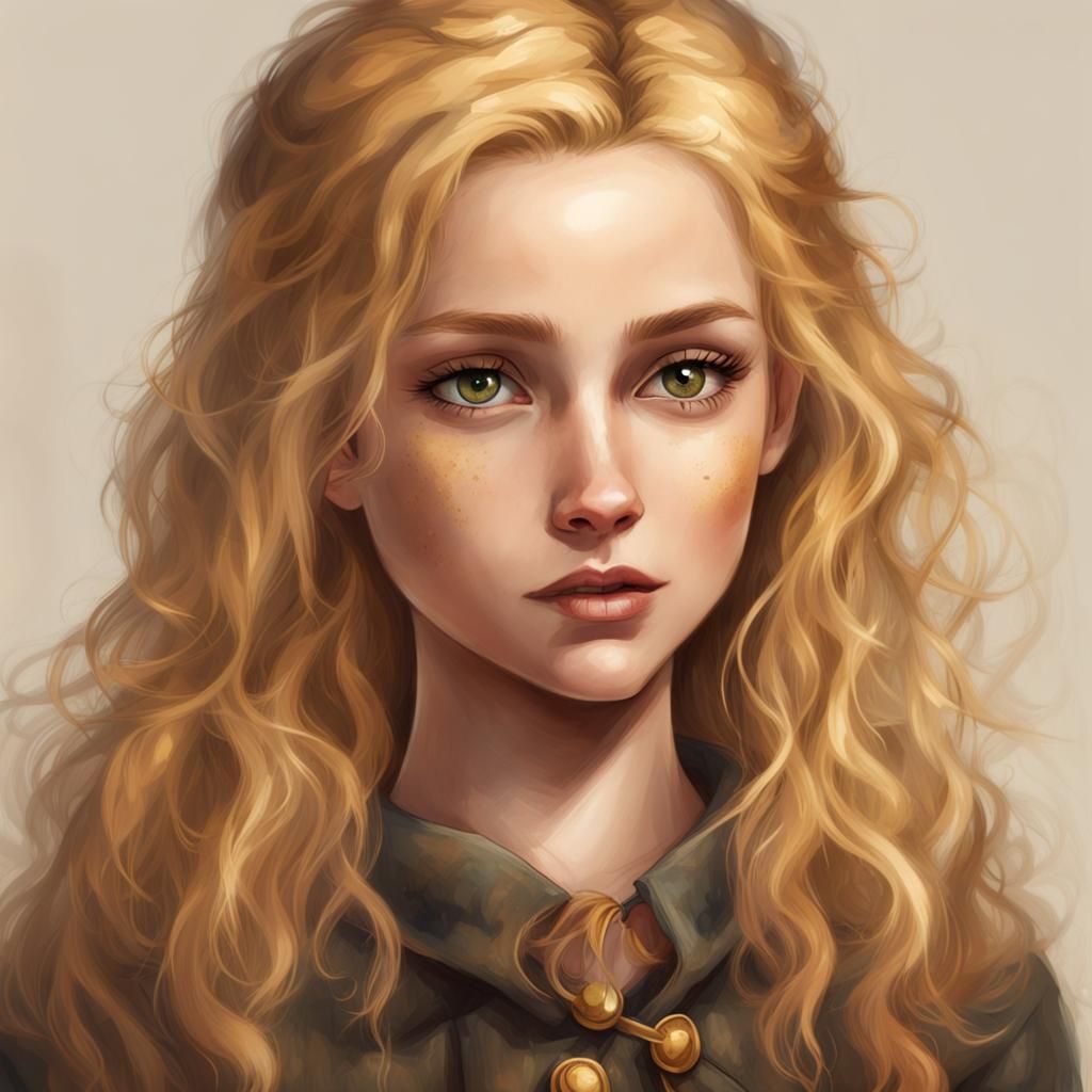 Striking Beauty with Golden Hair and Star Scars