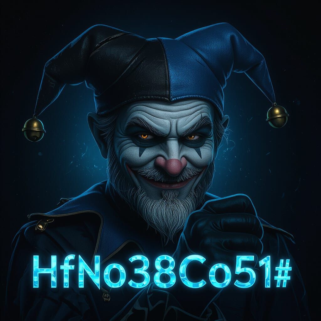 Mischievous Jester Portrait with Amber Fist