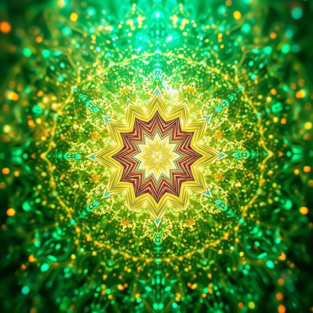 Bioluminescent Bio-Data Organism in Sacred Geometry Style