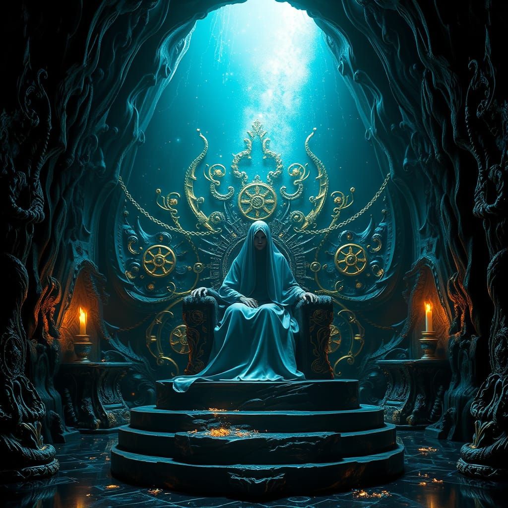 Obsidian Geode Throne Room With Cosmic Queen