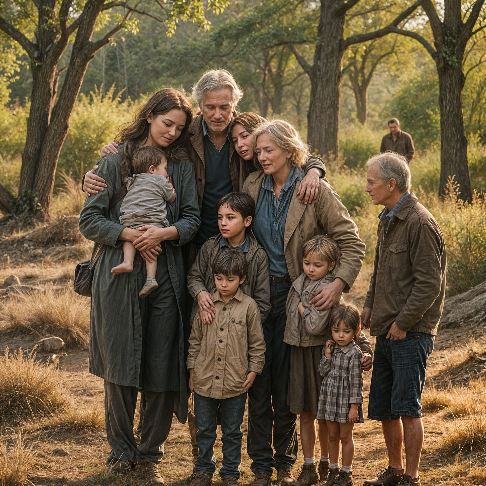 Heartwarming Family Embrace in Cinematic Style