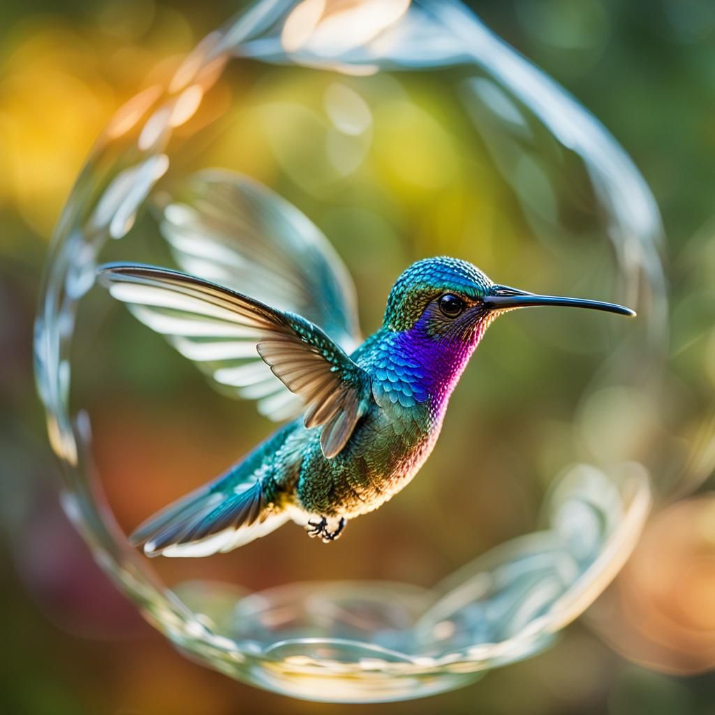 Macro Photograph of Spun Glass Hummingbird