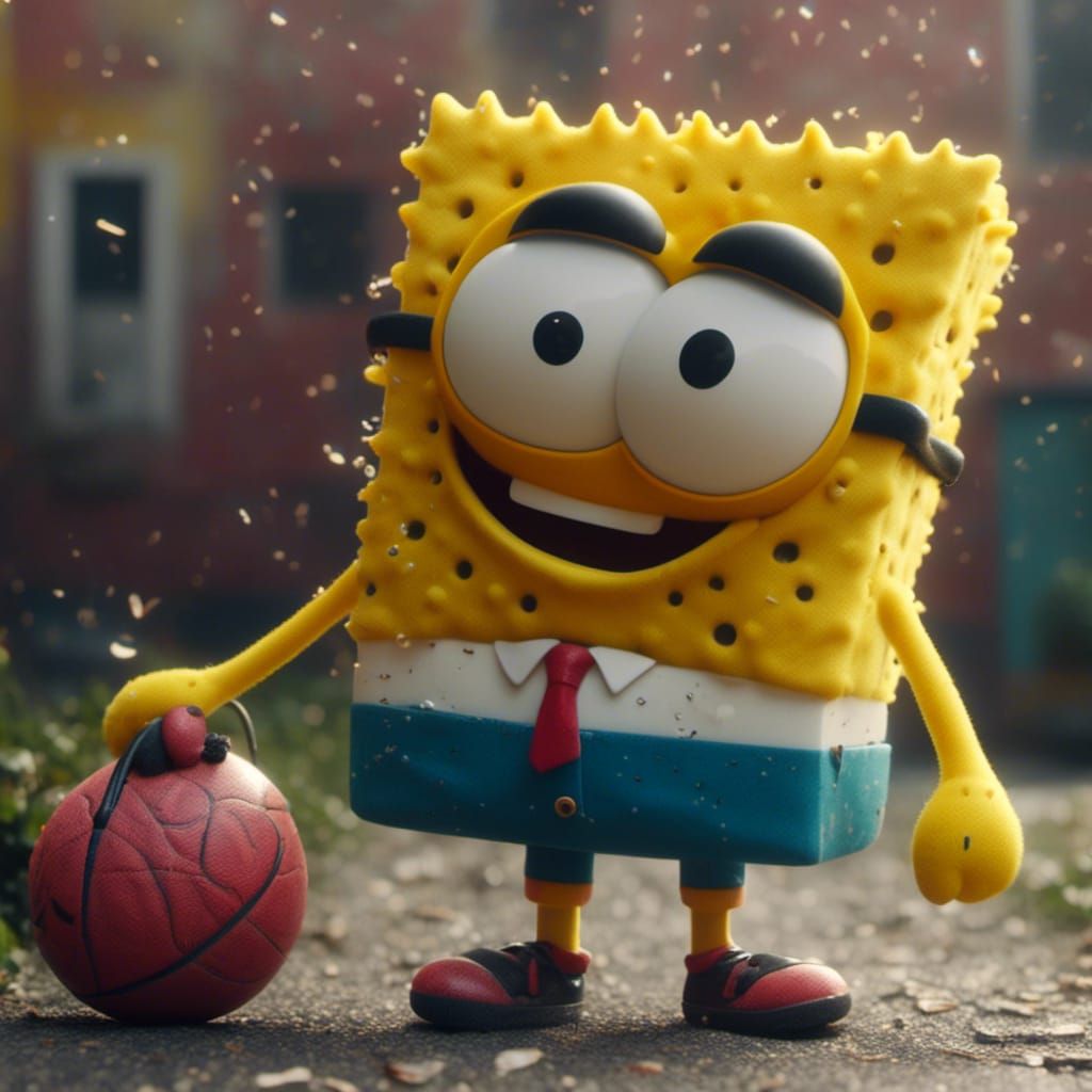 Hyperrealistic Spongebob Squarepants in Nike Clothing
