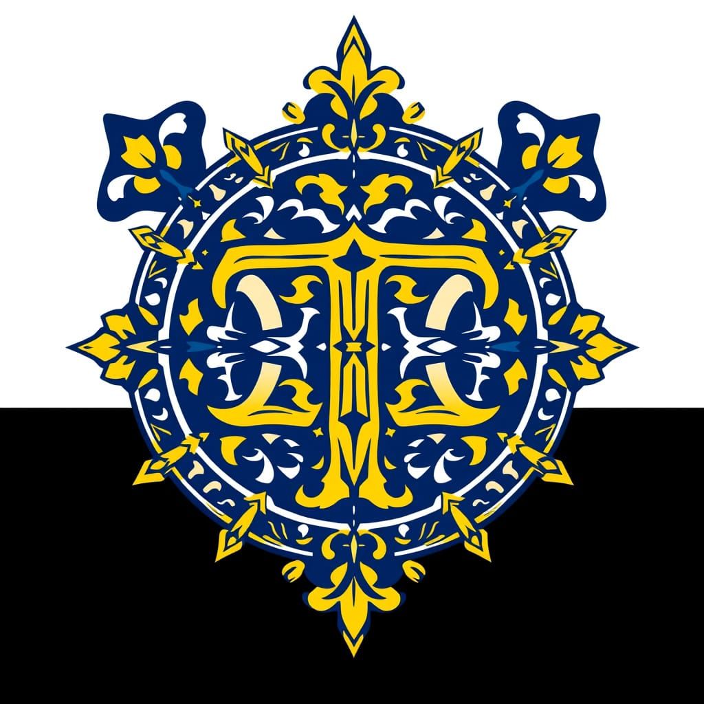 Surreal Cyrillic Monogram Logo in Ukrainian Folk Geometric S...