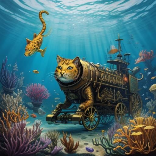 Golden Cat's Steampunk Underwater Adventure